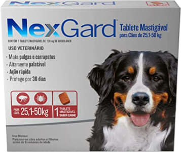 NexGard Antipulgas e Carrapatos para Cães de 25,1 a 50kg, 1 tablete