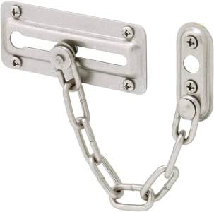 Defender Security Proteção de porta U 10386, tipo corrente de aço, níquel acetinado