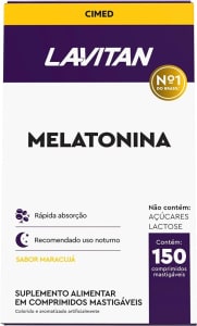 Suplemento Alimentar Melatonina 0.21mg Maracujá, Branco, Lavitan, 150 cápsulas