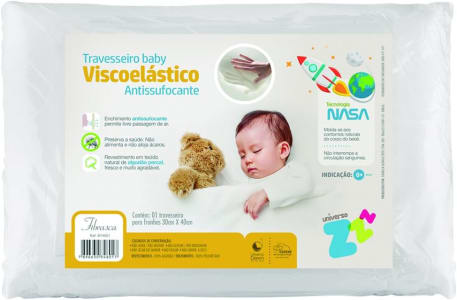 Travesseiro Nasa Baby Anti sufocante recém nascido 0+ Capa Percal 180 fios P/fronhas 30x40cm - Fibrasca