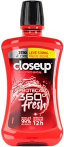 2 Unidades Enxaguante Bucal Antisséptico Zero Álcool Red Hot Closeup Proteção 360° - 500ml