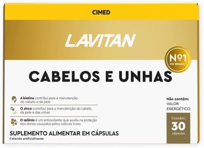 Vitaminas Cabelos e Unhas Dourados Lavitan 30 cápsulas