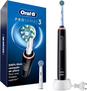 Oral B PRO Series 3, Escova de Dentes Elétrica, Cabeça Redonda, Advanced Clean, Preta