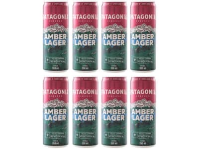 Pack Cerveja Patagonia Amber Lager Nacional 350ml Lata Sleek - 8 Unidades