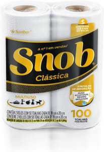 Snob Papel Toalha Multiuso Fd Branca Econom 100Fls - 2 Rolos