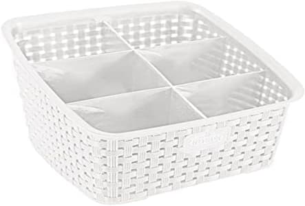 Organizador Rattan 6 Divisórias Branco