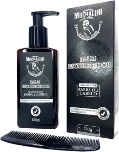 Balm Escurecedor de Barba e Cabelo Muchacho 120ml - Com pente aplicador - Adeus aos fios grisalhos