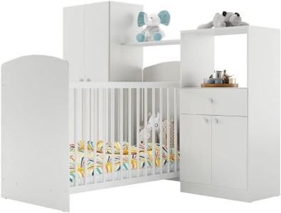 Quarto de Bebê Completo com Berço Guarda-roupa e Cômoda Multimóveis