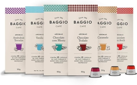 Kit de Cápsulas de Café Experience Baggio Café, compatível com Nespresso, contém 60 cápsulas