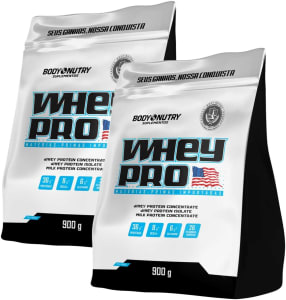 Kit 2x Whey Pro Protein Isolado & Concentrado 36g proteina 900G (Milk Shake de Morango)