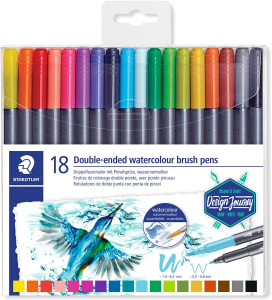 Caneta Aquarelável Ponta Dupla, Staedtler, Marsgraphic Duo, 3001 TB18 02, 18 Cores