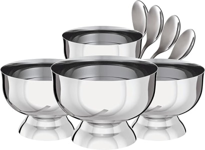 Conjunto Taças para Sobremesa Inox, 8 Peças, Euro