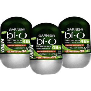 Kit 3 Desodorantes Rollon BíO Extreme Masculino 50ml - Garnier 