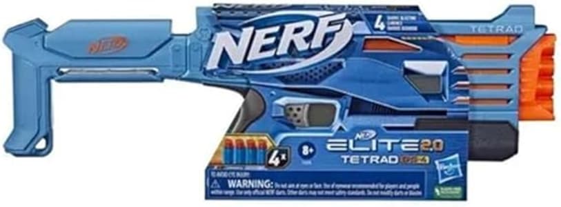 Nerf, Lançador Elite 2.0 Tetrad Qs-4, Azul e Laranja