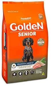 Ração Golden Fórmula Mini Bits Senior para Cães Adultos de Pequeno Porte Sabor Frango e Arroz, 10,1kg Premier Pet Para Todas Pequeno Idosos,