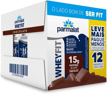 Parmalat WheyFit Pack Bebida Láctea Chocolate 15g de Proteína 250 Ml - 12 Unidades