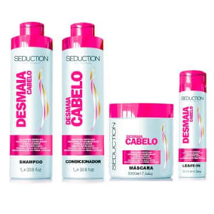 Kit Eico Seduction Desmaia Cabelo: Shampoo 1L + Condicionador 1L + Máscara 500g + Leave-in 300g