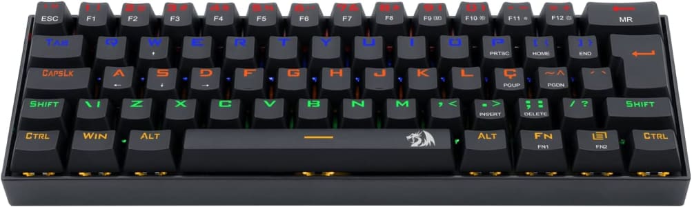 Redragon TECLADO GAMER MECANICO LAKSHMI RAINBOW PRETO SWITCH MARROM ABNT2