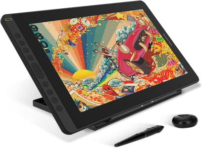 HUION Mesa Digitalizadora Kamvas 16 Com Tela Totalmente Laminada 15,6", Caneta Stylus Sem Bateria, Suporte Ajustável C/ 10 Teclas De Atalho