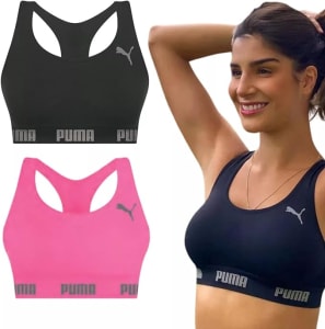 PUMA Kit 2 Tops Puma Nadador Sem Costura M 1 Rosa Neon - 1 Preto