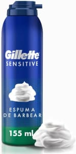 Gillette Sensitive Espuma de Barbear com Mais Lubrificação para um Barbear Suave Ideal para Homens com Pele Sensível 155mL