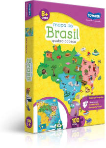  Toyster Quebra-Cabeça Cartonado Mapa do Brasil, 100 Peças 