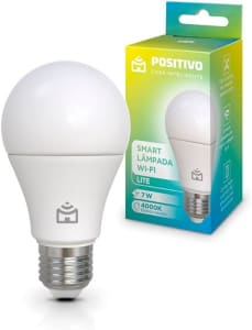 Smart Lâmpada Wi-Fi Lite Positivo Casa Inteligente Iluminação Branca 7W 700 Lúmens LED Bivolt Compatível com Alexa e Google Assistente