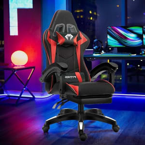 Cadeira Ergonomica Gamer Com Apoio Para Os Pés Vermelho