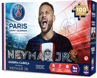 Quebra-Cabeça Neymar Jr. 100 Peças Puzzle, Desafie-se E Monte Coleção PSG Mimo Toys