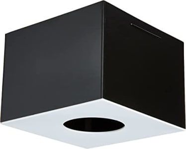 Plafon de Sobrepor Quadrado Granada com Difusor Preto/Branco para 01 Lâmpadas Par 20 ou Bulbo Led E-27-13X13 cm