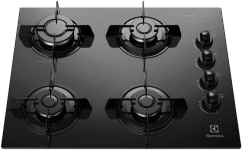 Cooktop à Gás Com Mesa de Vidro Temperado 6mm BIVOLT (Preto)