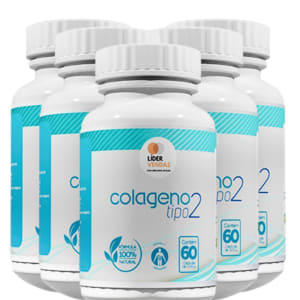 Combo 5 Colágeno Tipo 2 Natural 60 Cáps 500mg Articulações