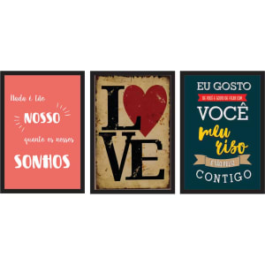 Conjunto de Quadros Kapos Decorativos Sonhos 22x32cm sem Vidro - 3 Peças