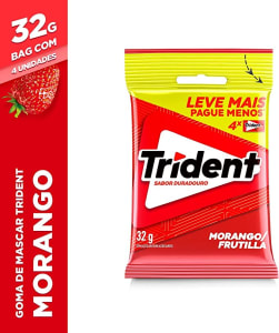 Pack Goma de Mascar Morango Trident Pacote 32g 4 Unidades