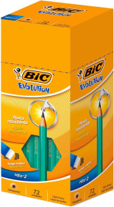 Lápis Preto BIC Evolution, Corpo Verde Hexagonal, HB2, 840641, 72 Unidades, Apaga Fácil