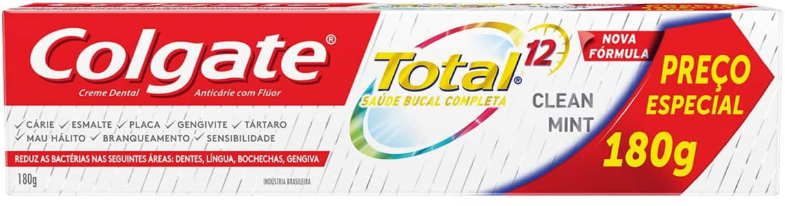 10 Unidades - Creme Dental Colgate Total 12 Clean Mint 180g