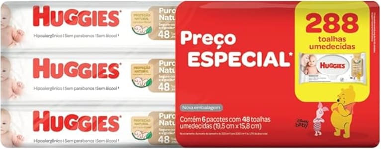 Lenço Umedecido Huggies Puro e Natural Leve 6 Pague 5 - 48 Unidades