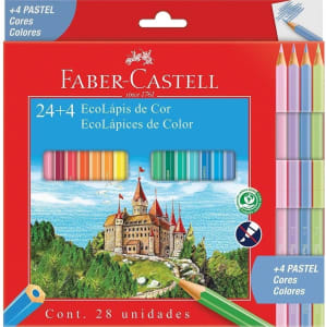  Ecolapis de cor, Faber-Castell, 120124+4P, Com + 4 pastel, estojo com 24 cores 