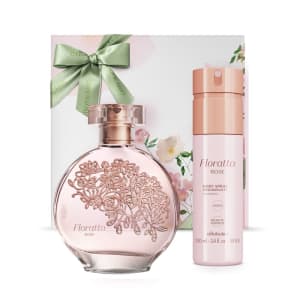 Combo Presente Floratta Rose: Desodorante Colônia 75ml + Body Spray 100ml + Caixa de Presente