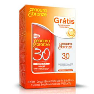 Kit Protetor Solar Cenoura & Bronze FPS 30 200ml + Protetor Solar Facial Cenoura & Bronze FPS 30 50g