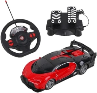 Carrinho com Pedal e Volante Racing Control Raptor Vermelho e Preto Multikids – BR1338