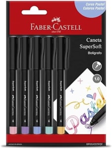 Faber-Castell CANETA SUPERSOFT PEN 1.0MM PASTEL - CTL 5 UNI., Modelo:BPSS/ESTPZF