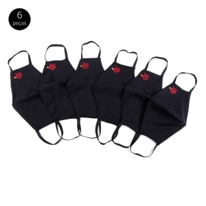 Kit de Máscaras de Proteção Flamengo Ergonômica Laváveis - 6 Unid - Preto