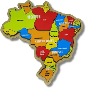 Quebra Cabeça Mapa Do Brasil Regiões Em Madeira Infantil