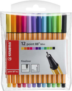 Caneta Fineliner, Stabilo, 12 Point 88 Mini, 120.7800, 12 Cores