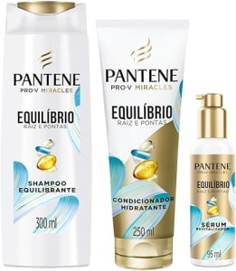 Pantene Kit PRO-V Miracles Equilíbrio Raiz e Pontas com Shampoo para cabelos mistos 300 ml, Condicionador Hidratante para pontas ressecadas 250 ml, e o Sérum revitalizador 95 ml