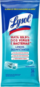 2 Unidades — Lenços Desinfetantes Lysol Frescor Marítimo - 36 Unidades