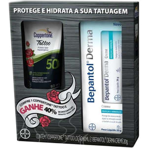 Kit Protetor Solar Coppertone Tattoo F50 60ml Ganhe 40% Desc Bepantol Derma 20g