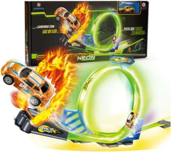 Pista Carrinho Brinquedo Neon Looping Brilha No Escuro Pk005