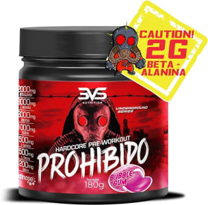 Pré Treino Prohibido Hardcore Pre-Workout, 3VS Nutrition - Suplemento energético - 2 gr de Beta Alanina - Para homens e mulheres - Estimulante para treino - Energia e foco - Explosão de força em seus músculos!